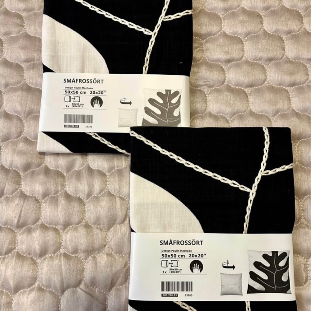 IKEA Black and White SMÅFROSSÖRT Decorative Pillow Covers - Set of 2